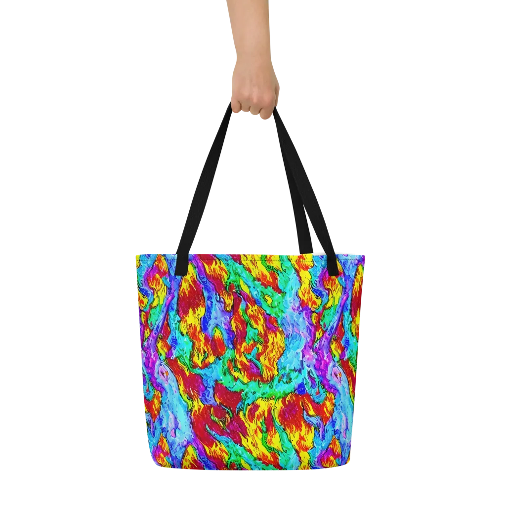 Prismatic Blaze on Large Tote Bag W/ Pocket — Front