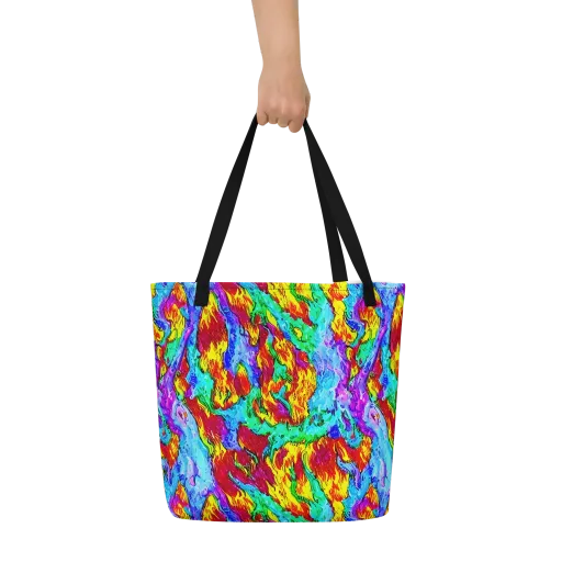 Prismatic Blaze on a Large Tote Bag W/ Pocket