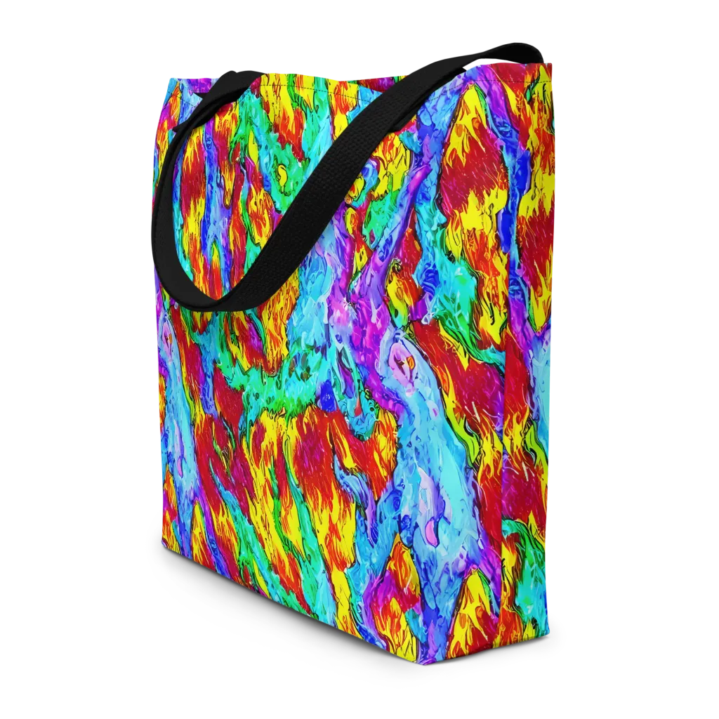 Prismatic Blaze on Large Tote Bag W/ Pocket — Front