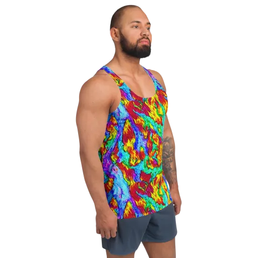 Prismatic Blaze on a Men's Tank Top