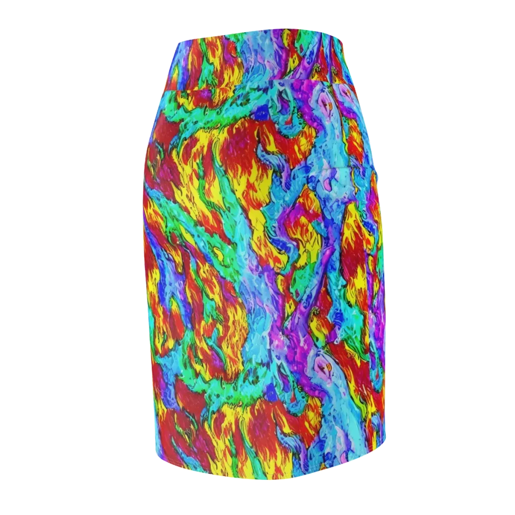 Prismatic Blaze on Pencil Skirt — Back Side