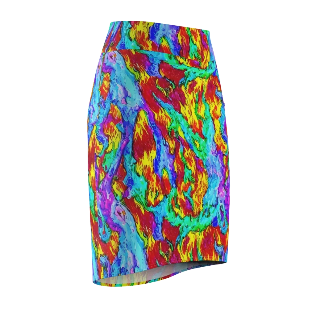 Prismatic Blaze on Pencil Skirt — Front Side