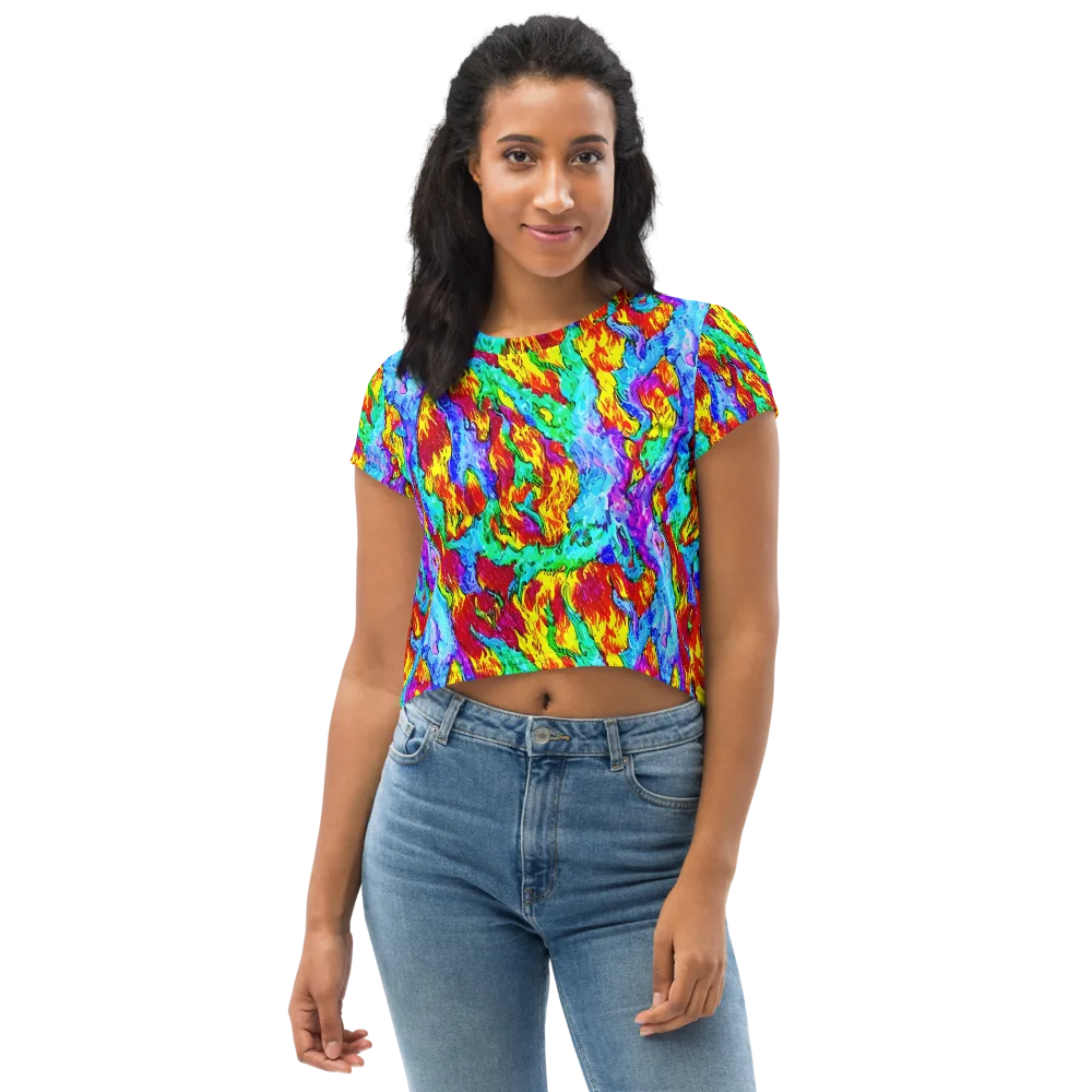 Prismatic Blaze on Crop Tee — Front
