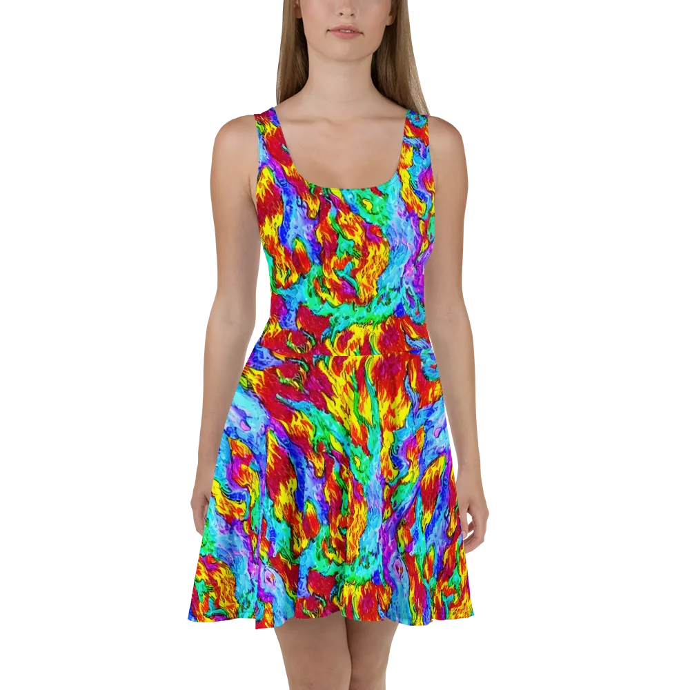 Prismatic Blaze on Skater Dress — Front