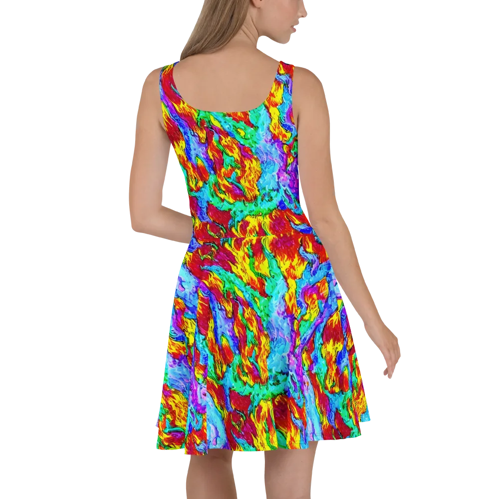 Prismatic Blaze on Skater Dress — Back