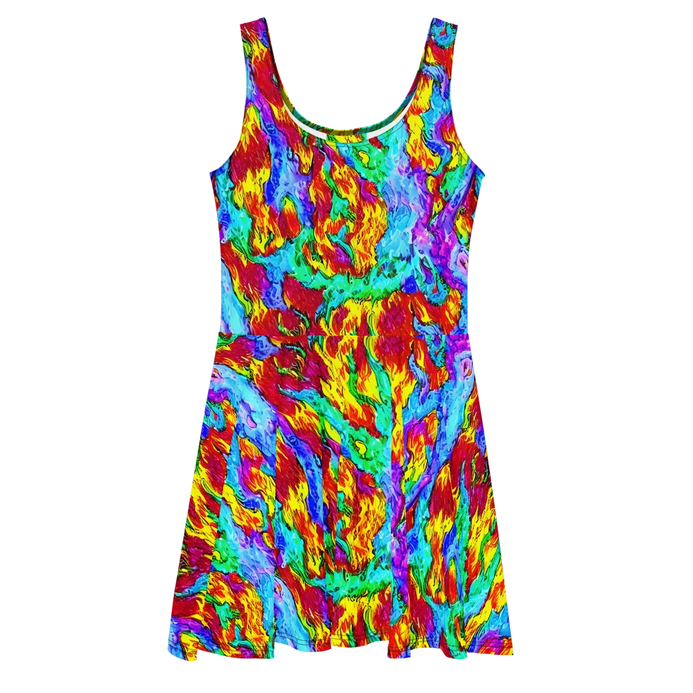 Prismatic Blaze on Skater Dress — Front
