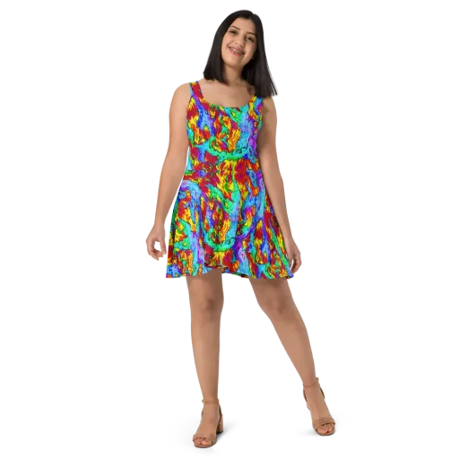 Prismatic Blaze on a Skater Dress