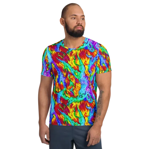 Prismatic Blaze on a Men's Athletic T-Shirt