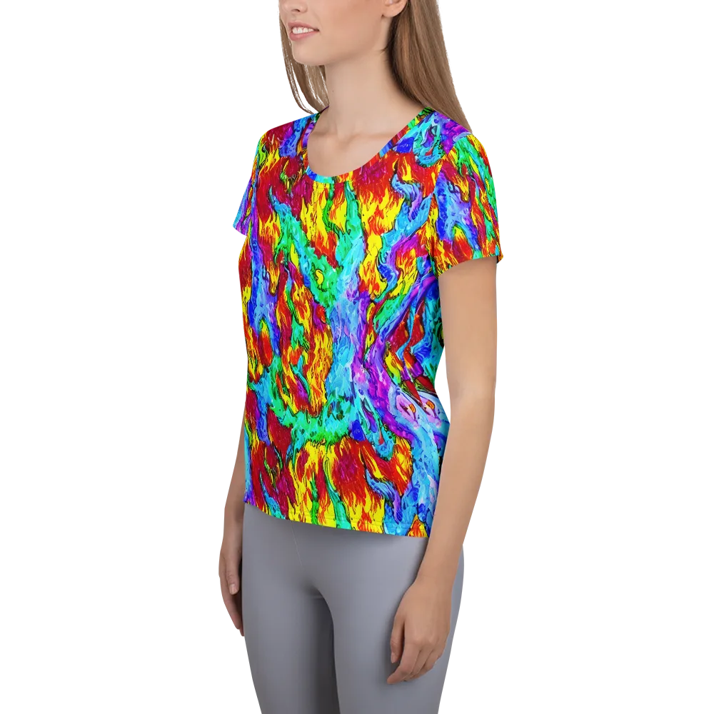 Prismatic Blaze on Women's Athletic T-Shirt — Left