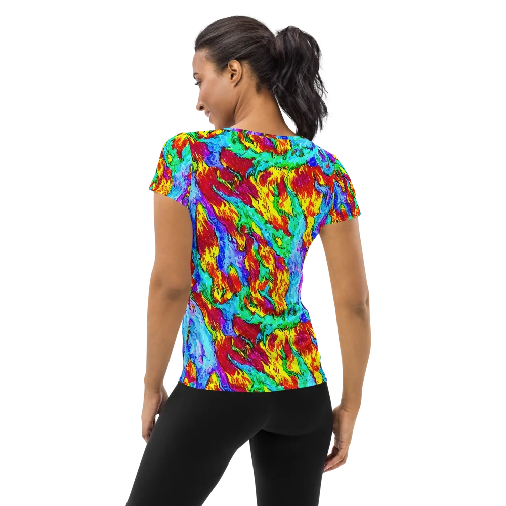 Prismatic Blaze on Women's Athletic T-Shirt — Back