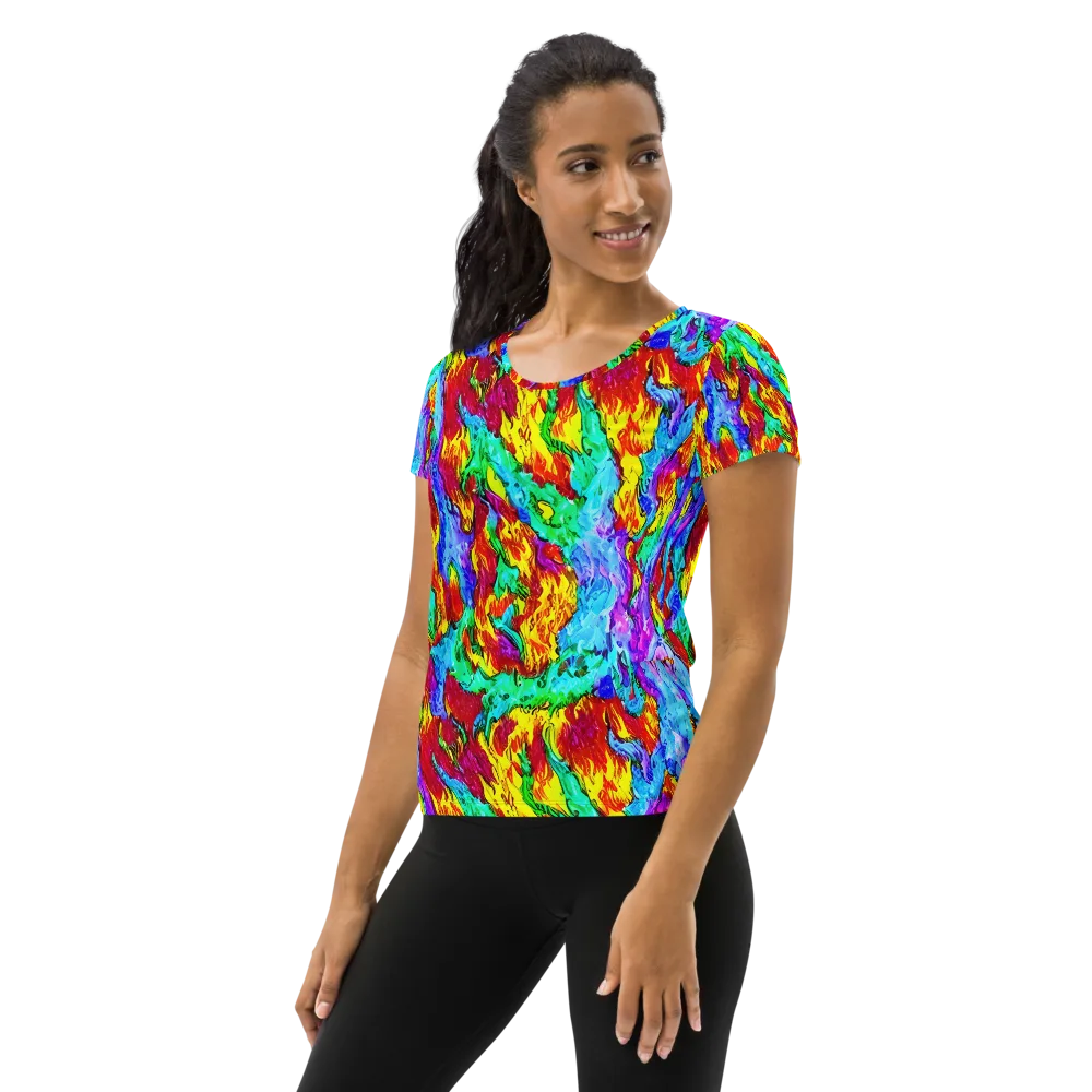 Prismatic Blaze on Women's Athletic T-Shirt — Left