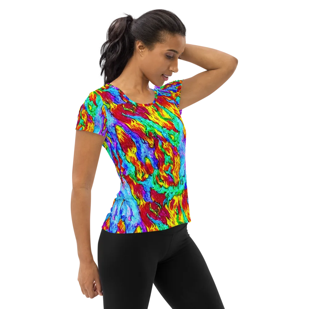 Prismatic Blaze on Women's Athletic T-Shirt — Right