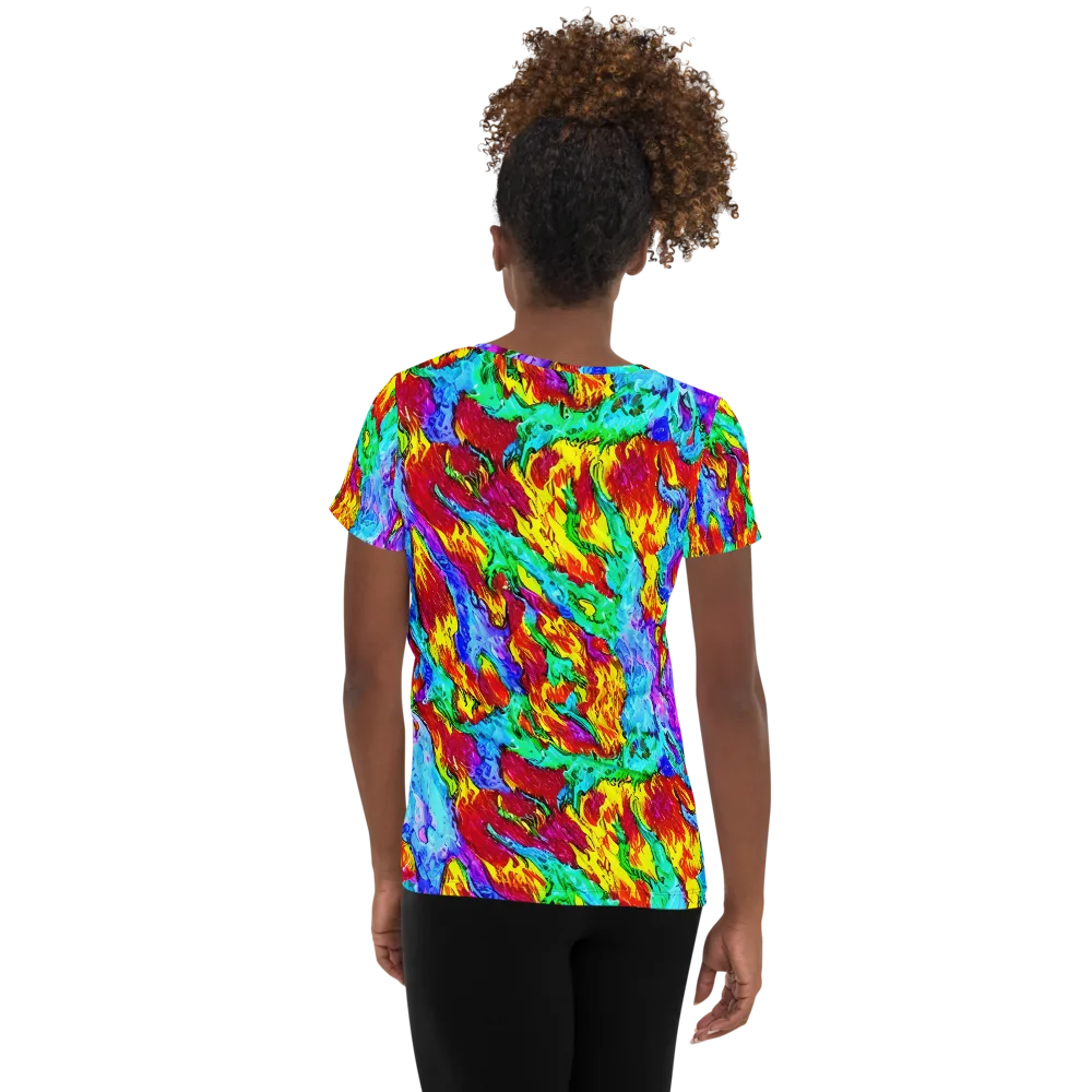 Prismatic Blaze on Women's Athletic T-Shirt — Back