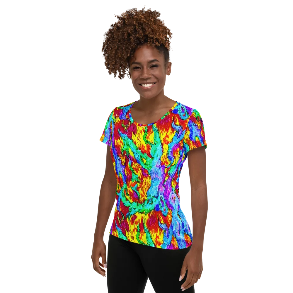 Prismatic Blaze on Women's Athletic T-Shirt — Left