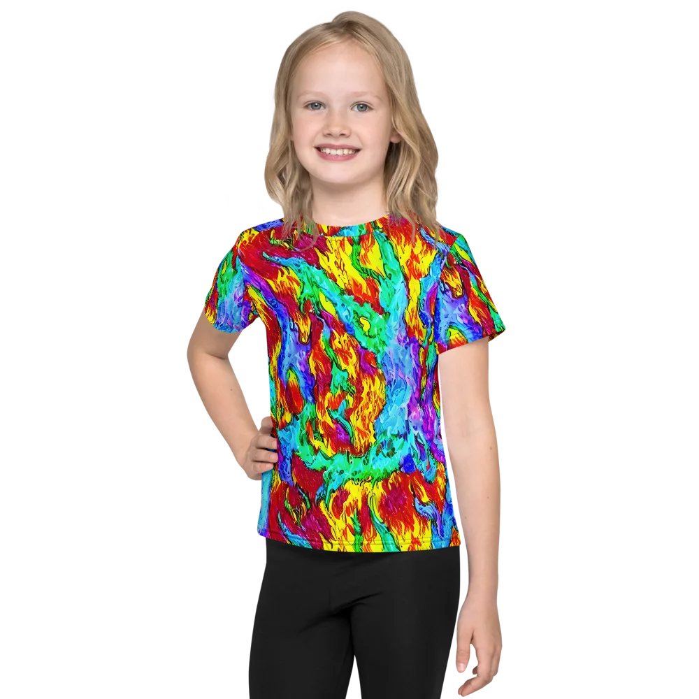 Prismatic Blaze on Kids Crew Neck T-Shirt — Front