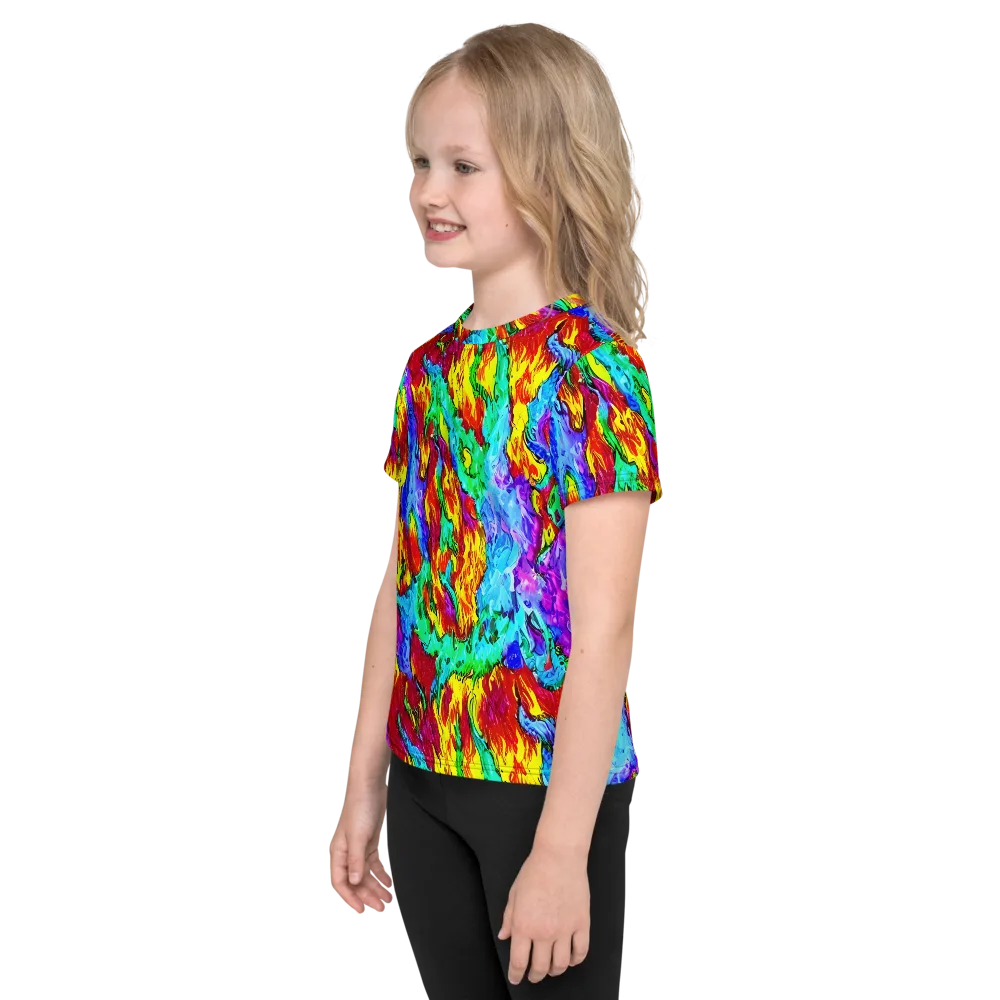 Prismatic Blaze on Kids Crew Neck T-Shirt — Left