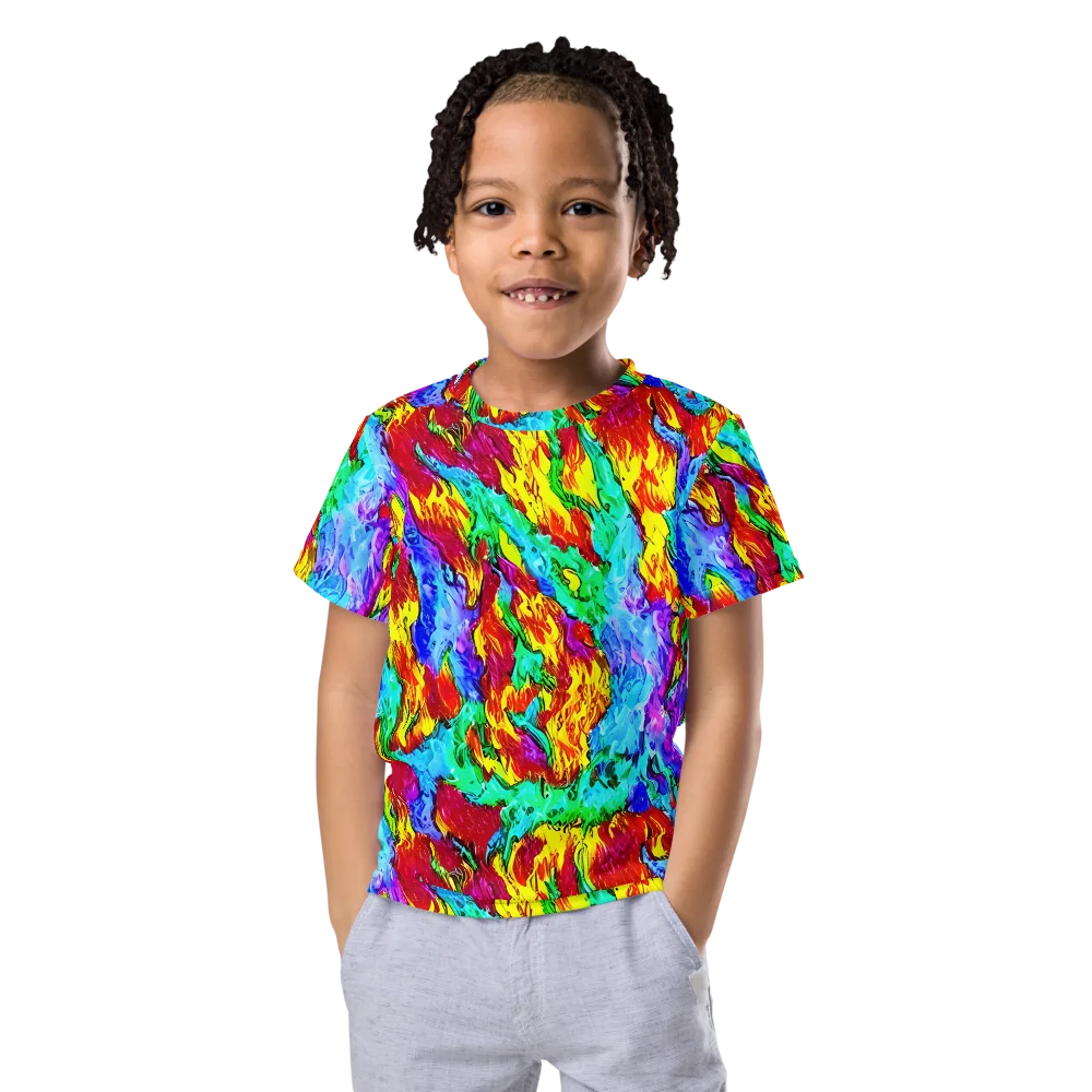 Prismatic Blaze on Kids Crew Neck T-Shirt — Front