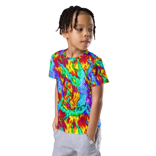 Prismatic Blaze on a Kids Crew Neck T-Shirt