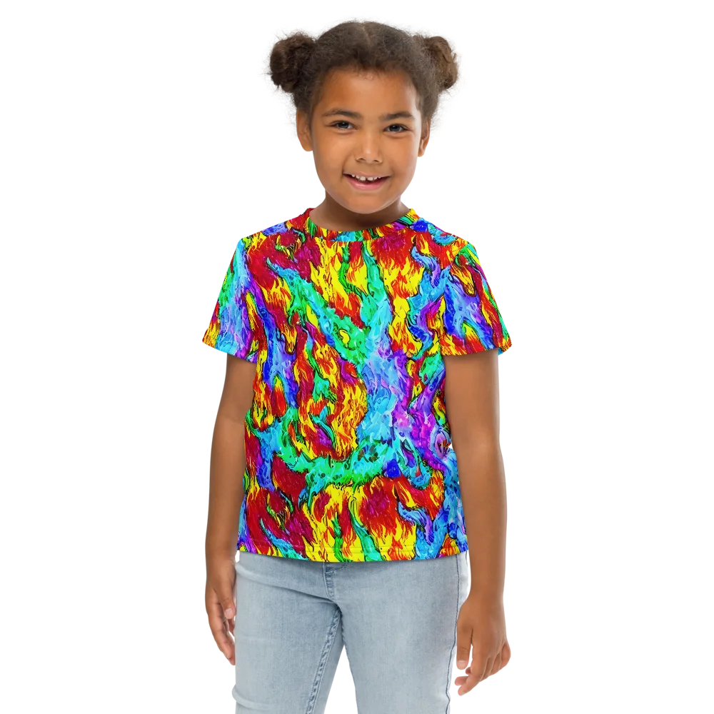 Prismatic Blaze on Kids Crew Neck T-Shirt — Front