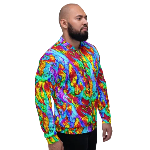 Prismatic Blaze on a Bomber Jacket