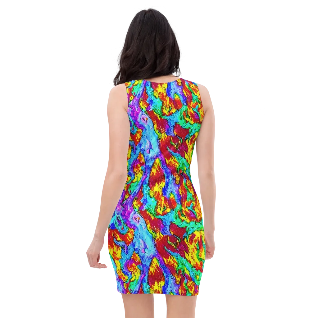 Prismatic Blaze on Bodycon Dress — Back