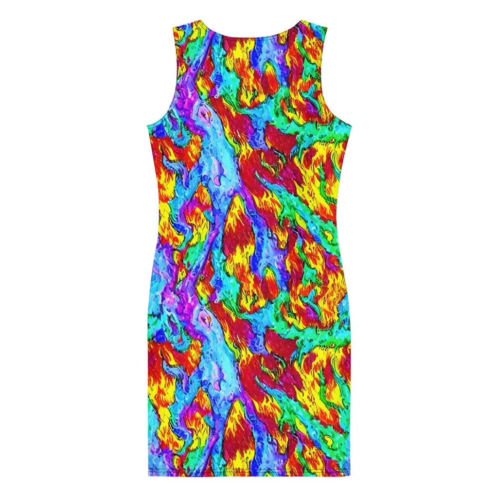 Prismatic Blaze on Bodycon Dress — Back