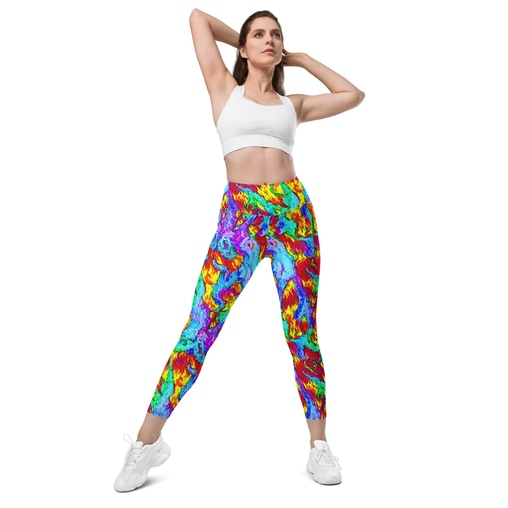 Prismatic Blaze on Leggings with Pockets — Front