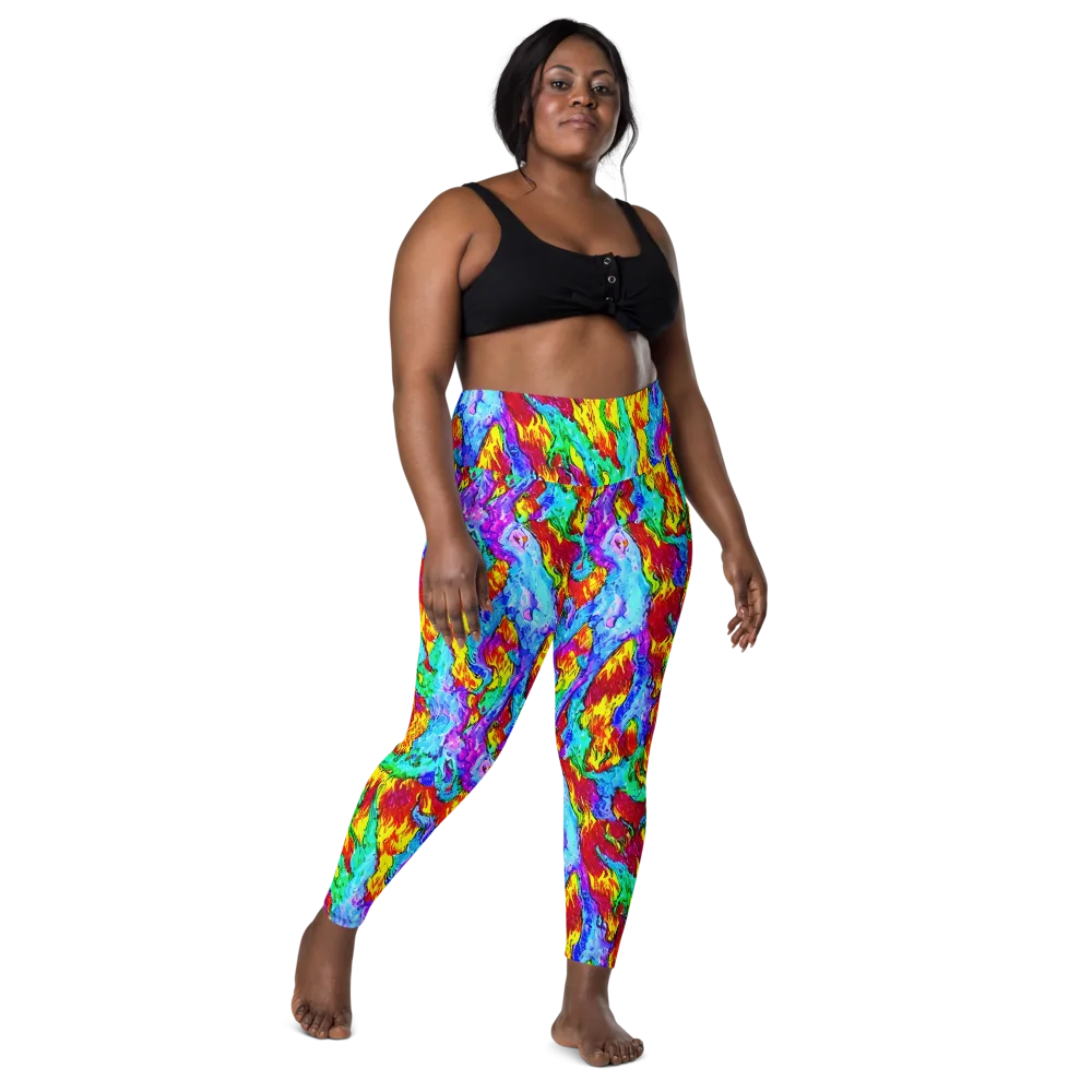 Prismatic Blaze on Leggings with Pockets — Front