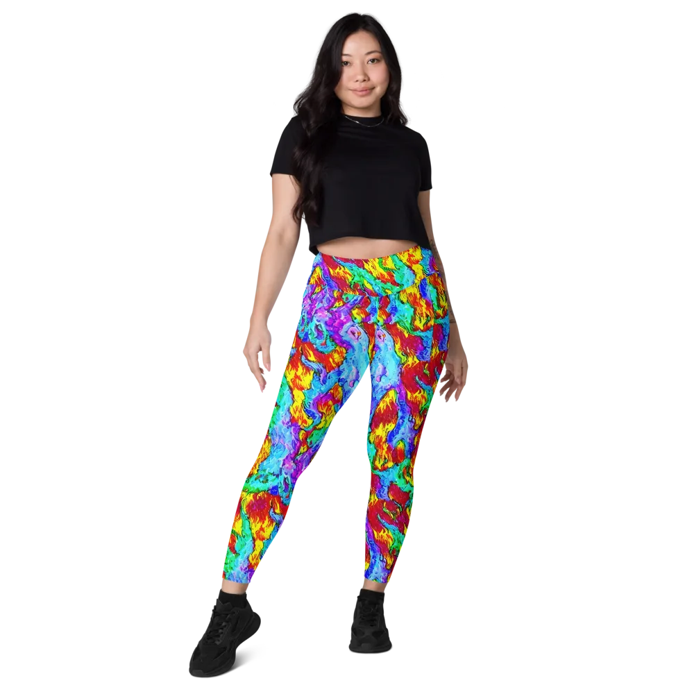 Prismatic Blaze on Leggings with Pockets — Front