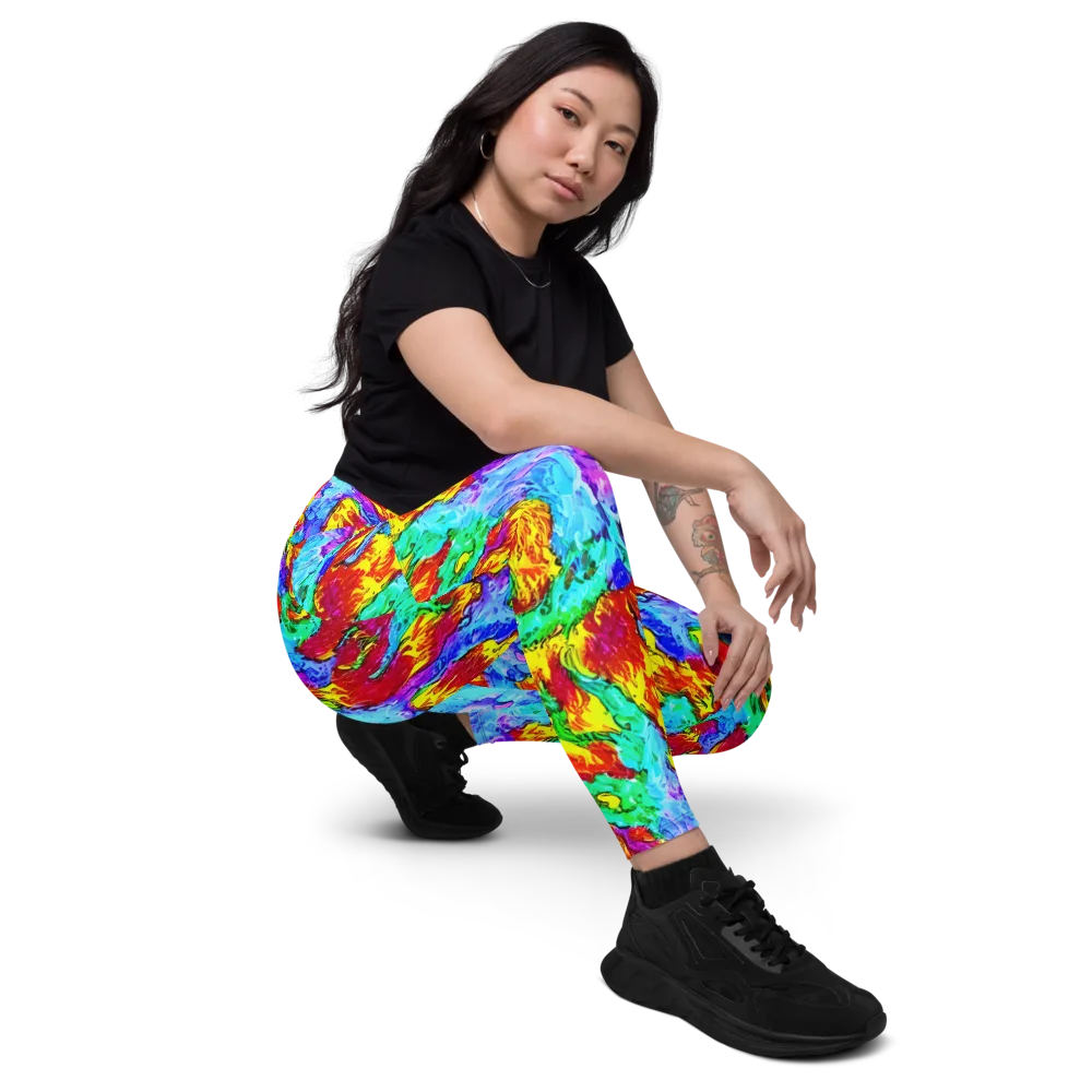 Prismatic Blaze on Leggings with Pockets — Right Front