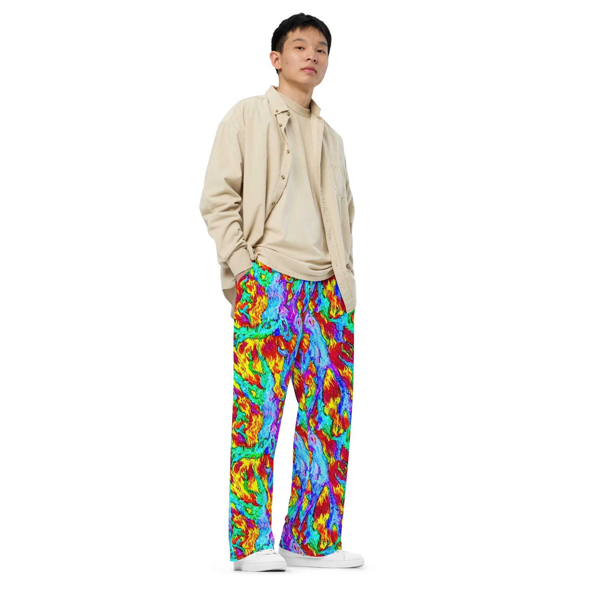 Prismatic Blaze on Wide-Leg Pants — Right Front