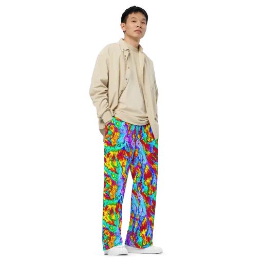 Prismatic Blaze on a Wide-Leg Pants