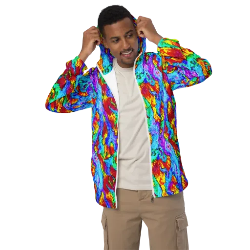 Prismatic Blaze on a Men's Windbreaker