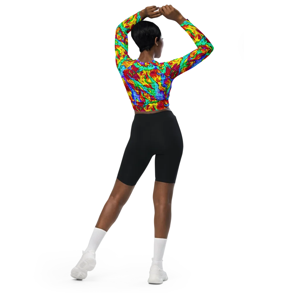 Prismatic Blaze on Long Sleeve Crop Top — Back