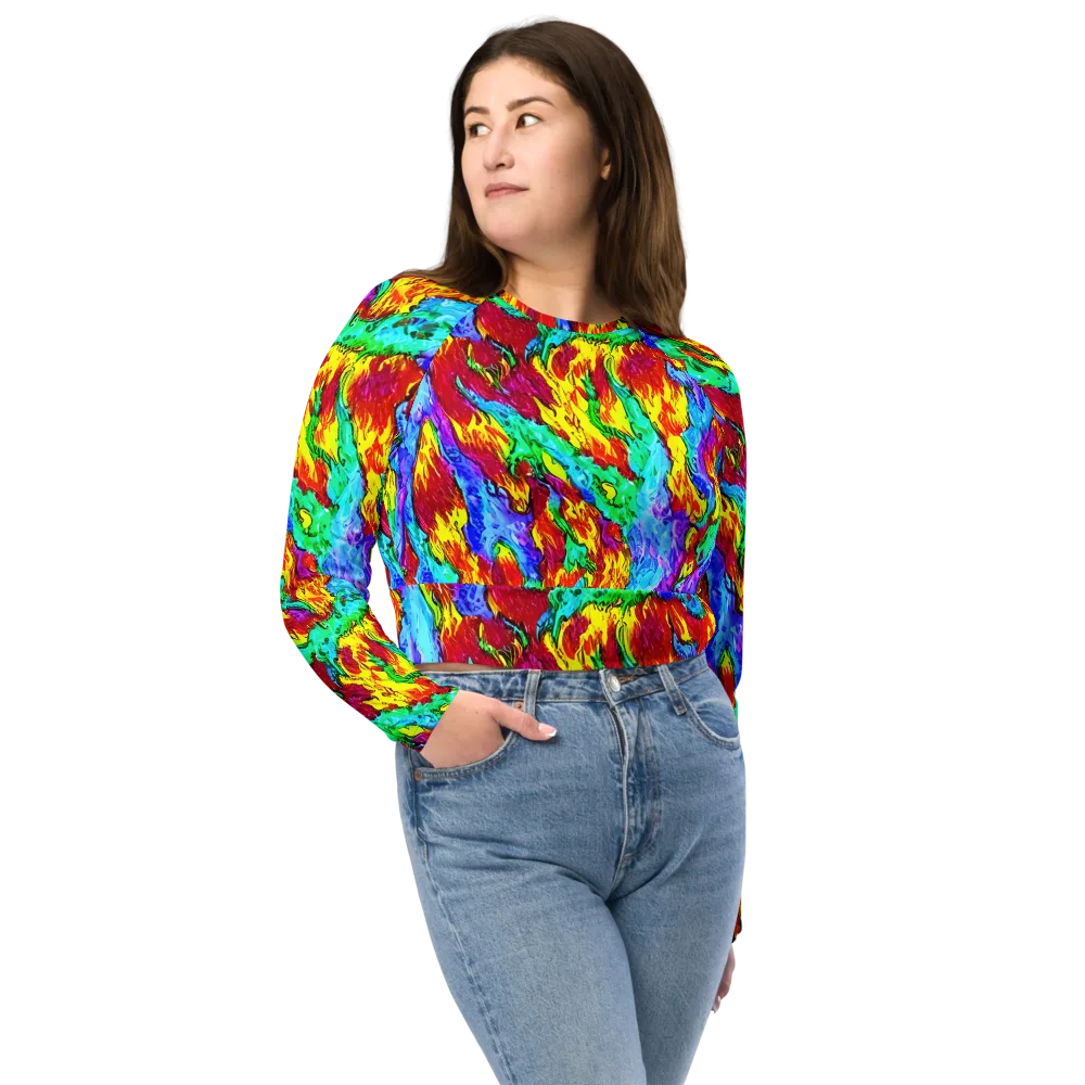 Prismatic Blaze on Long Sleeve Crop Top — Front
