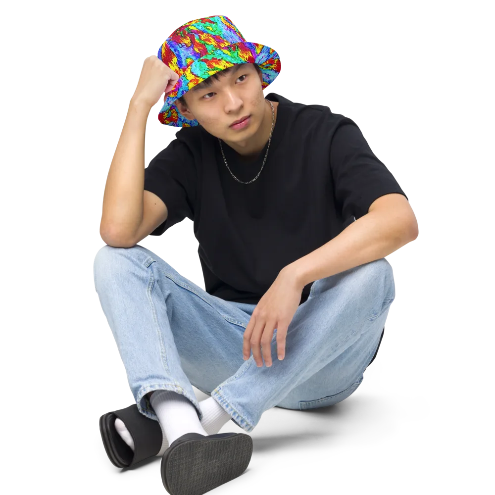 Prismatic Blaze on Reversible Bucket Hat — Front 2 Inside