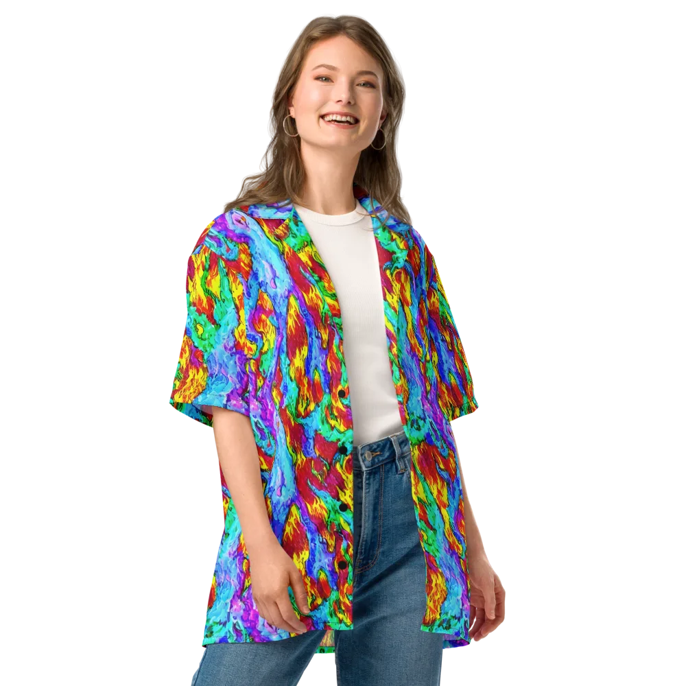 Prismatic Blaze on Button Shirt — Front