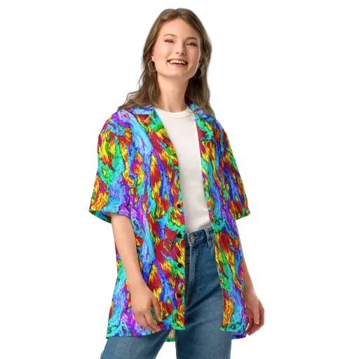 Prismatic Blaze on a Button Shirt