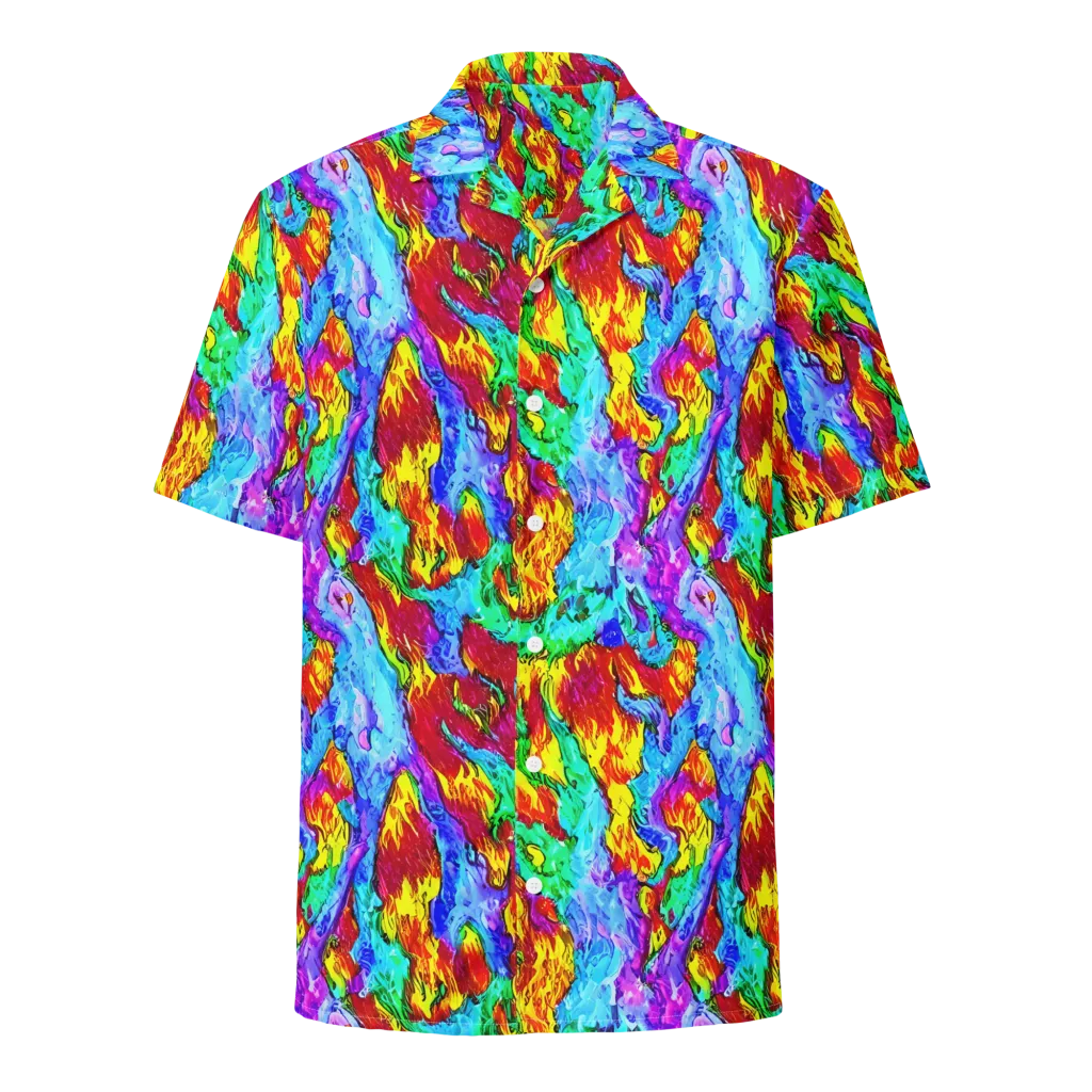 Prismatic Blaze on Button Shirt — Front