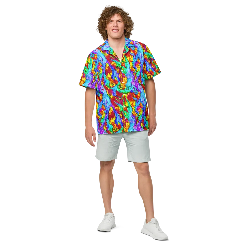 Prismatic Blaze on Button Shirt — Front