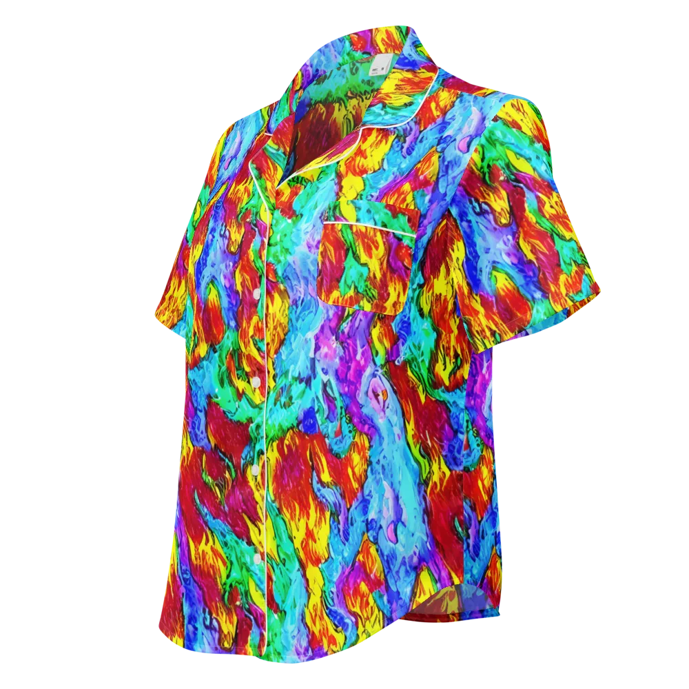 Prismatic Blaze on Women's Short Sleeve Pajama Top — Left Front