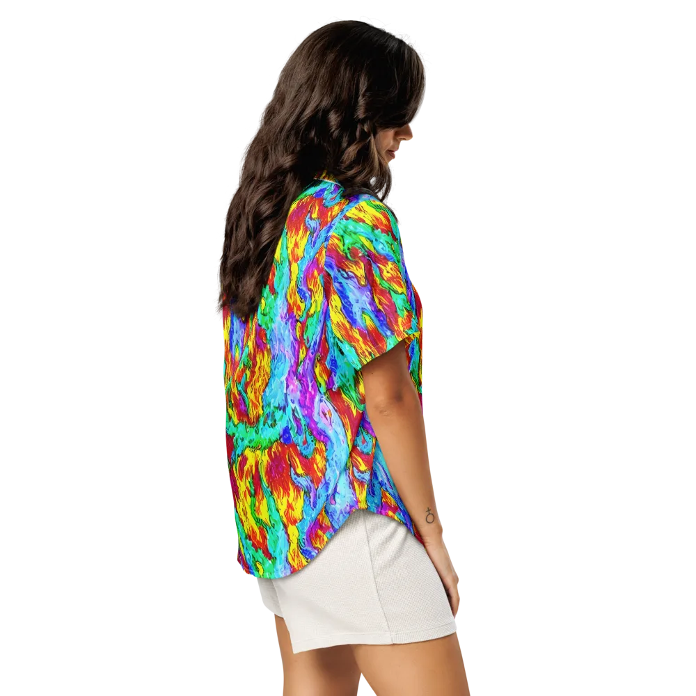 Prismatic Blaze on Women's Short Sleeve Pajama Top — Right Back
