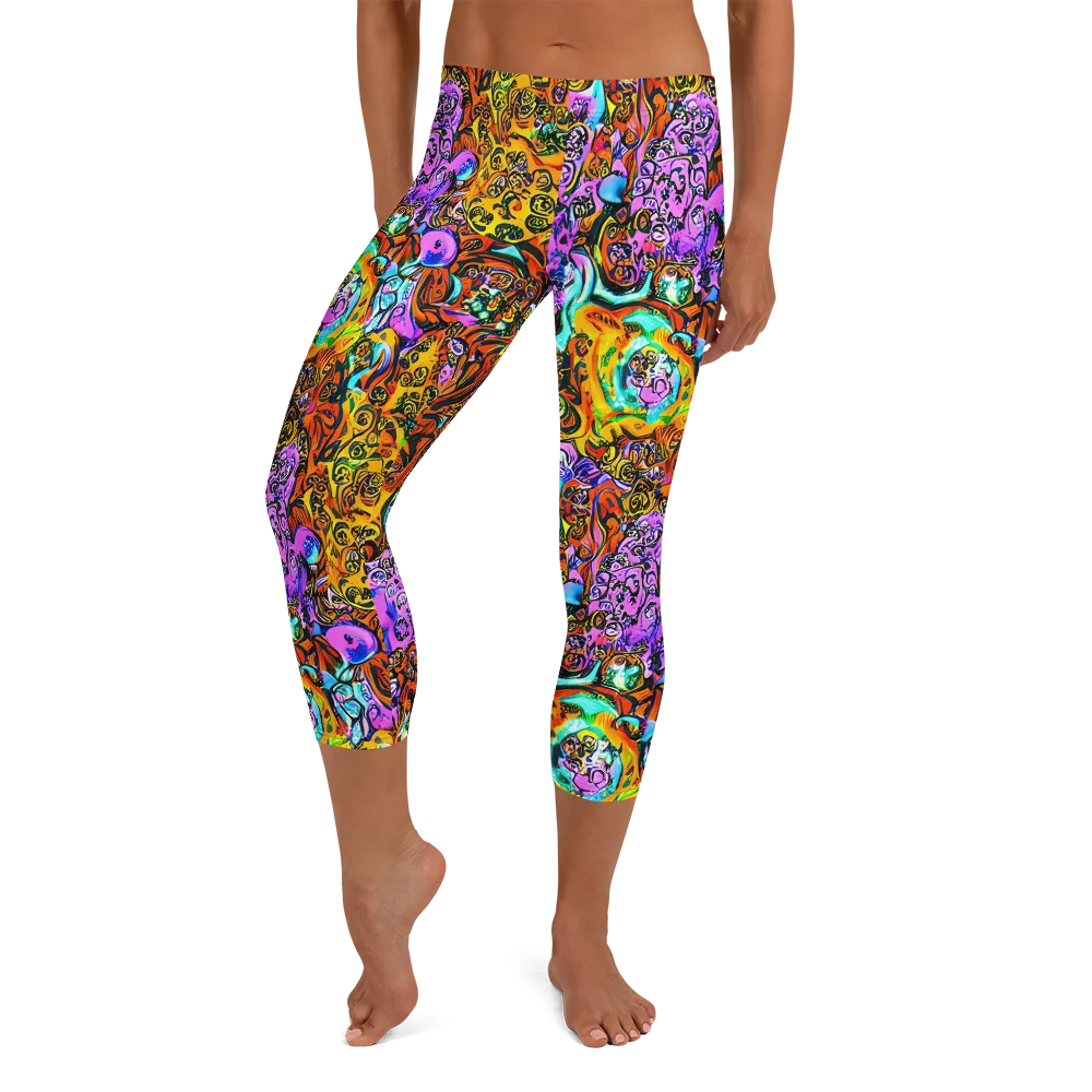 Orange Afterglow on Capri Leggings — Front