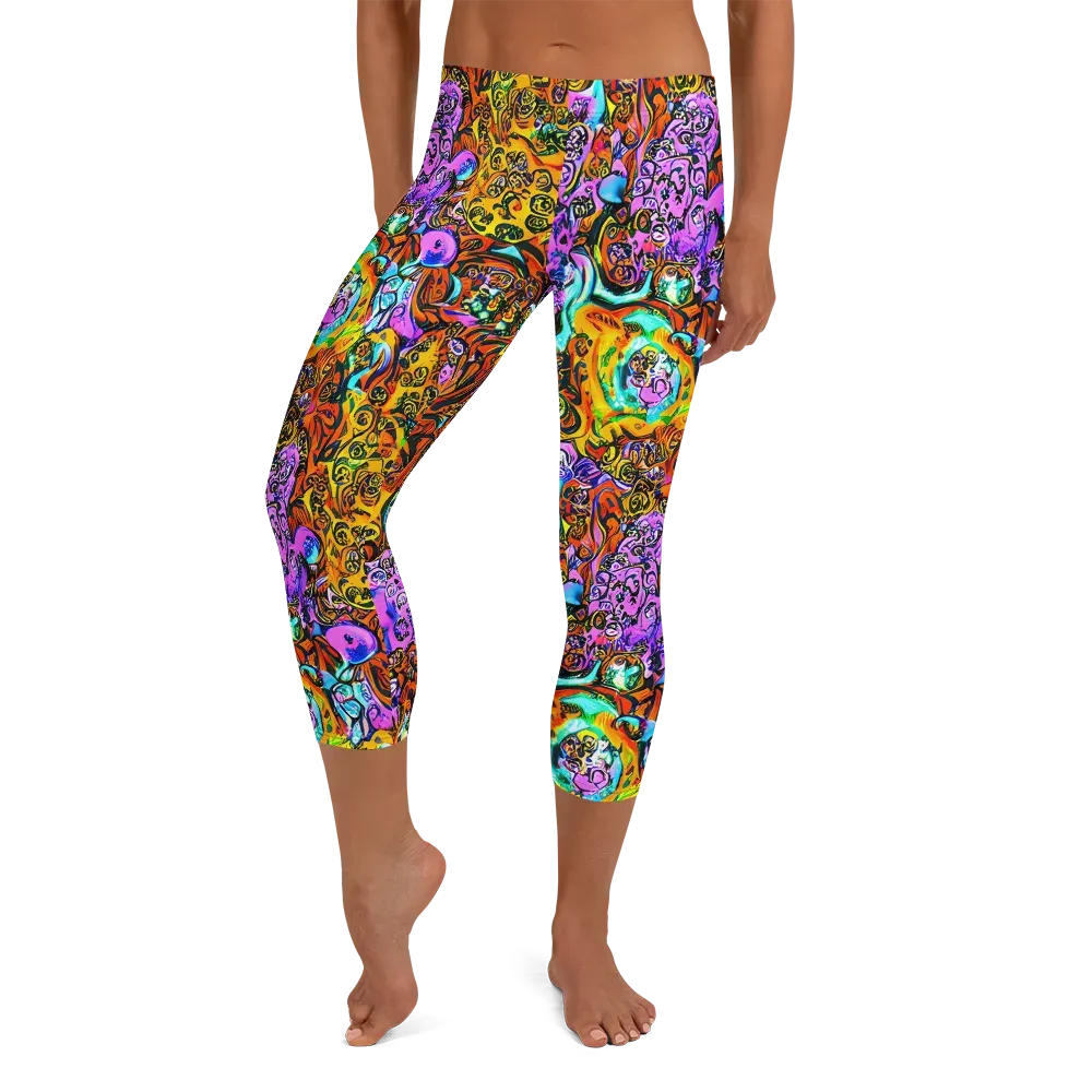 Orange Afterglow on Capri Leggings — Front