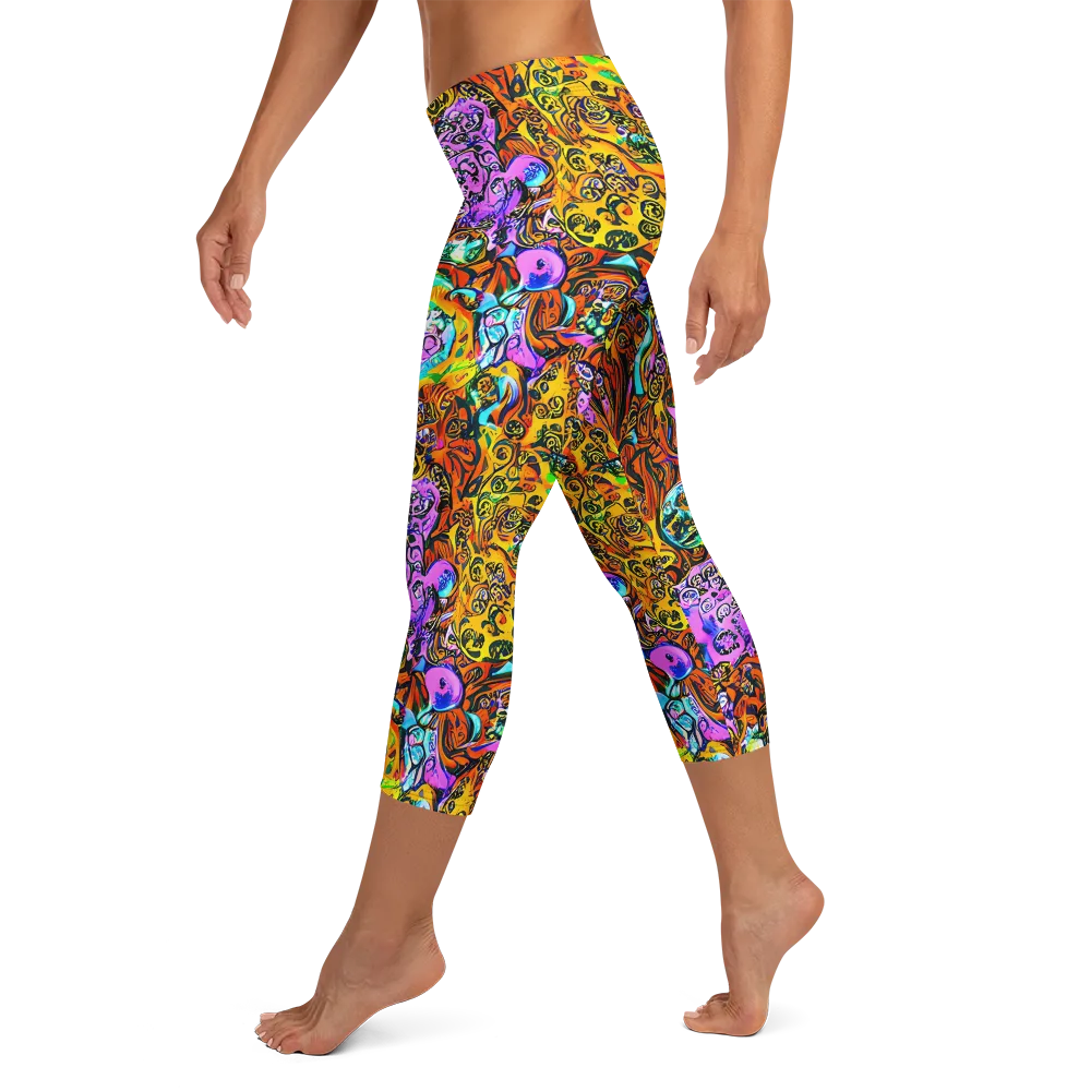 Orange Afterglow on Capri Leggings — Left