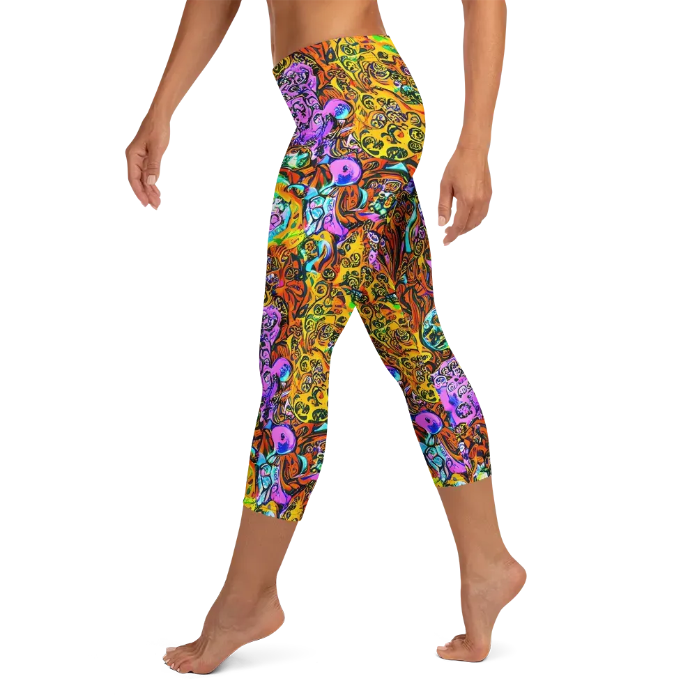 Orange Afterglow on Capri Leggings — Left
