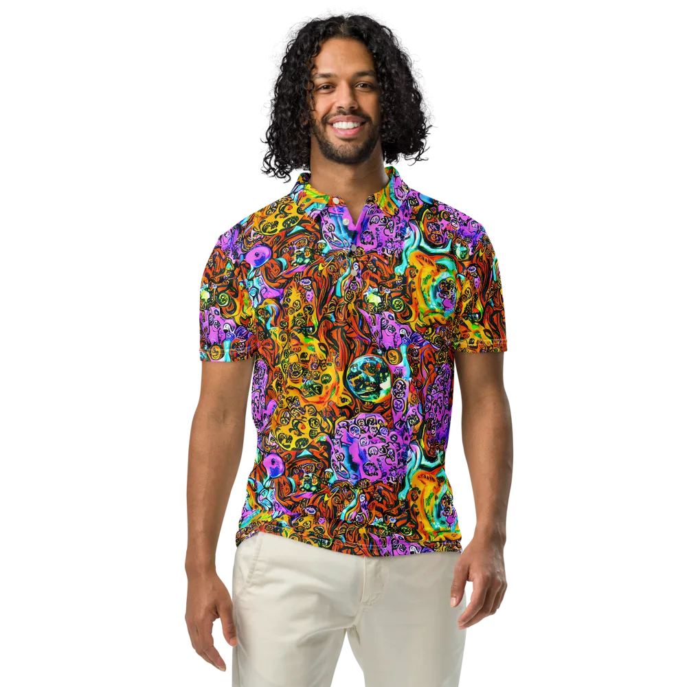 Orange Afterglow on Men's Slim Fit Polo Shirt — Front
