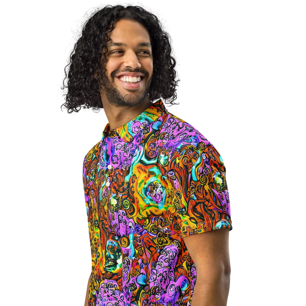 Orange Afterglow on Men's Slim Fit Polo Shirt — Left Front