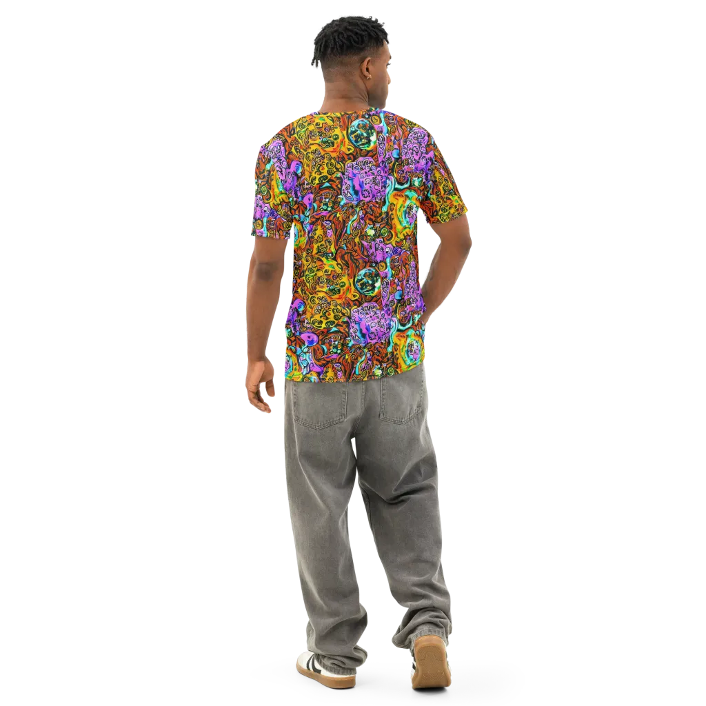 Orange Afterglow on Men's Cotton Crew Neck T-Shirt — Back