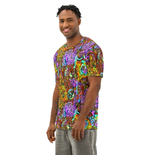 Orange Afterglow on a Men's Cotton Crew Neck T-Shirt